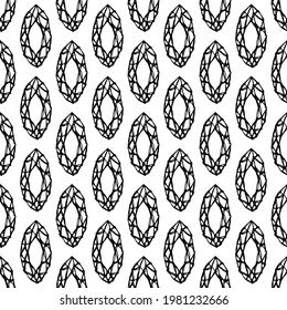Geometría vintage de diamantes de patrón inexpugnable boceto doodles, cristales clásicos de ornamento textil dibujados a mano, línea negra aislada en blanco. Se puede usar para envolver, telas y papel tapizado. Vector
