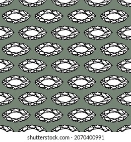 Geometría vintage de diamantes de patrón inexpugnable boceto doodles, ornamento textil cristales clásicos dibujados a mano, gris blanco negro, salvia. Se puede usar para envolver de regalo tejidos, papel pintado. Vector