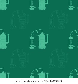 Seamless pattern with vintage distillation apparatus
