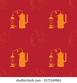 Seamless pattern with vintage distillation apparatus