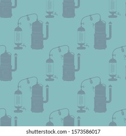 Seamless pattern with vintage distillation apparatus
