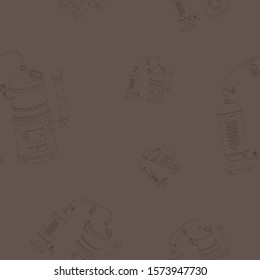 Seamless pattern with vintage distillation apparatus