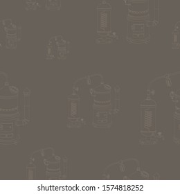 Seamless pattern with vintage distillation apparatus