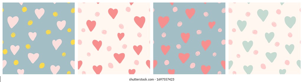 Seamless pattern of vintage elements. Vector background. Heart and dot.