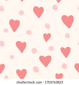 Seamless pattern of vintage elements. Vector background. Heart and dot.