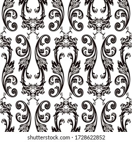 Seamless pattern of vintage floral decorative elements in baroque style