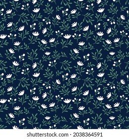 Nahtlose Muster von tropischen Vintage kleinen Blumen und Blättern Vektorgrafik