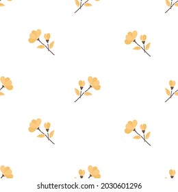 Seamless pattern with vintage flower on white background vector illustration. Cute floral wallpaper.