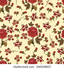 Seamless pattern with vintage flowers