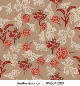 Seamless pattern with vintage flowers