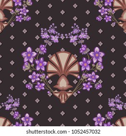 Seamless pattern with vintage flowers