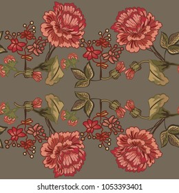 Seamless pattern with vintage flowers