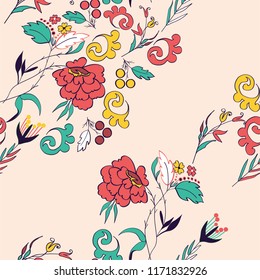 Seamless pattern with vintage flowers
