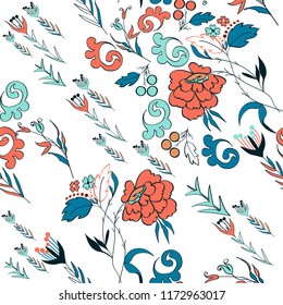 Seamless pattern with vintage flowers