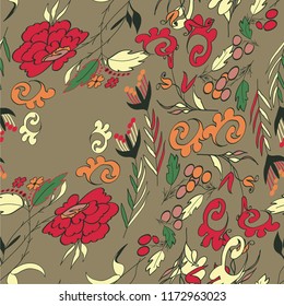 Seamless pattern with vintage flowers