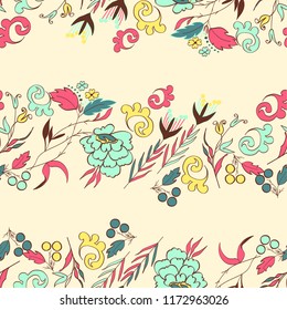 Seamless pattern with vintage flowers