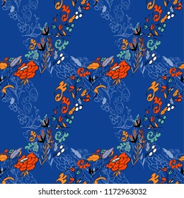 Seamless pattern with vintage flowers