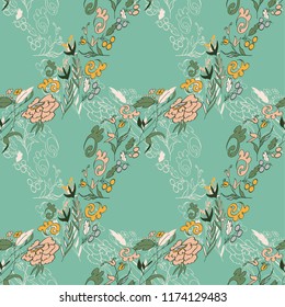 Seamless pattern with vintage flowers