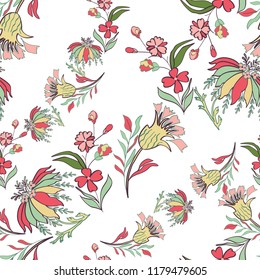 Seamless pattern with vintage flowers