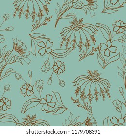 Seamless pattern with vintage flowers