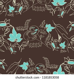 Seamless pattern with vintage flowers