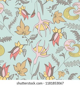 Seamless pattern with vintage flowers