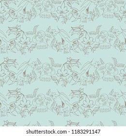 Seamless pattern with vintage flowers