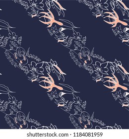 Seamless pattern with vintage flowers