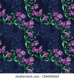 Seamless pattern with vintage flowers