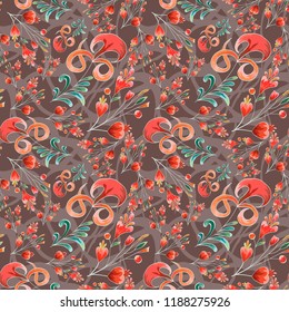 Seamless pattern with vintage flowers
