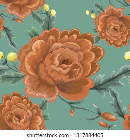 Seamless pattern with vintage flowers