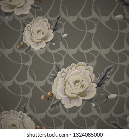 Seamless pattern with vintage flowers