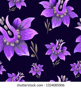 Seamless pattern with vintage flowers