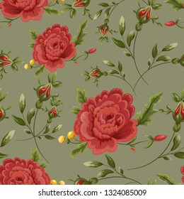 Seamless pattern with vintage flowers