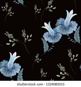 Seamless pattern with vintage flowers