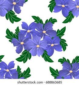 Seamless pattern with vintage flowers and leaves on a white background. Multicolor bouquet vector illustration.