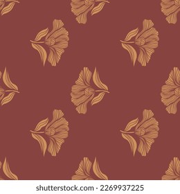 Patrón sin foco con flores vintage. Fondo floral retro. Diseño para tela, impresión textil, papel de envoltura, cubierta, afiche. Ilustración del vector