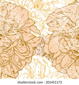 Seamless pattern with vintage flowers white briar