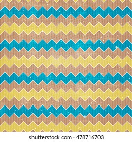 seamless pattern with vintage, geometric ornament over distressed surface texture. vector, zigzag style retro background design. fashion, decorative print template. abstract wallpaper