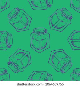 Seamless pattern of vintage glass jar. hand drawn vector illustration