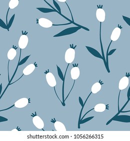 Seamless pattern with vintage hand drawn berries. Modern and original textile, wrapping paper, wall art design. Vector illustration. Floral simple minimalistic graphic design