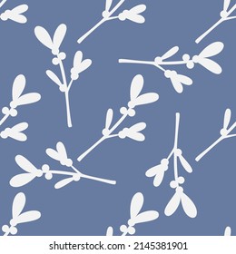 Seamless pattern with vintage hand drawn leaves on navy. Modern and original textile, wrapping paper, wall art design. Vector illustration. Floral simple minimalistic graphic design.