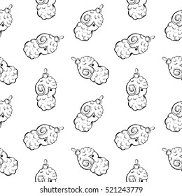 Seamless pattern of vintage hand drawn balls and toys. Christmas and New Year design elements.