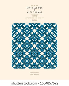 Seamless pattern. Vintage illustration. Wedding invitation. Blue background. - Vector