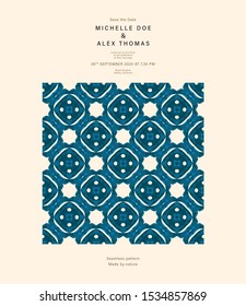 Seamless pattern. Vintage illustration. Wedding invitation. Blue background. - Vector