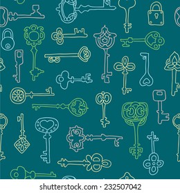 Seamless pattern with vintage keys