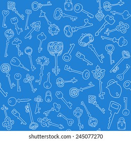 Seamless pattern with vintage keys