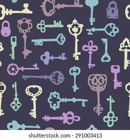 Seamless pattern with vintage keys