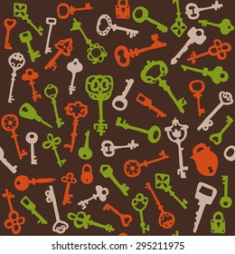 Seamless pattern with vintage keys