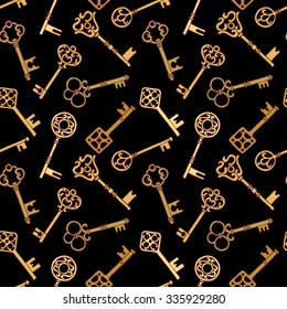 Seamless pattern with vintage keys